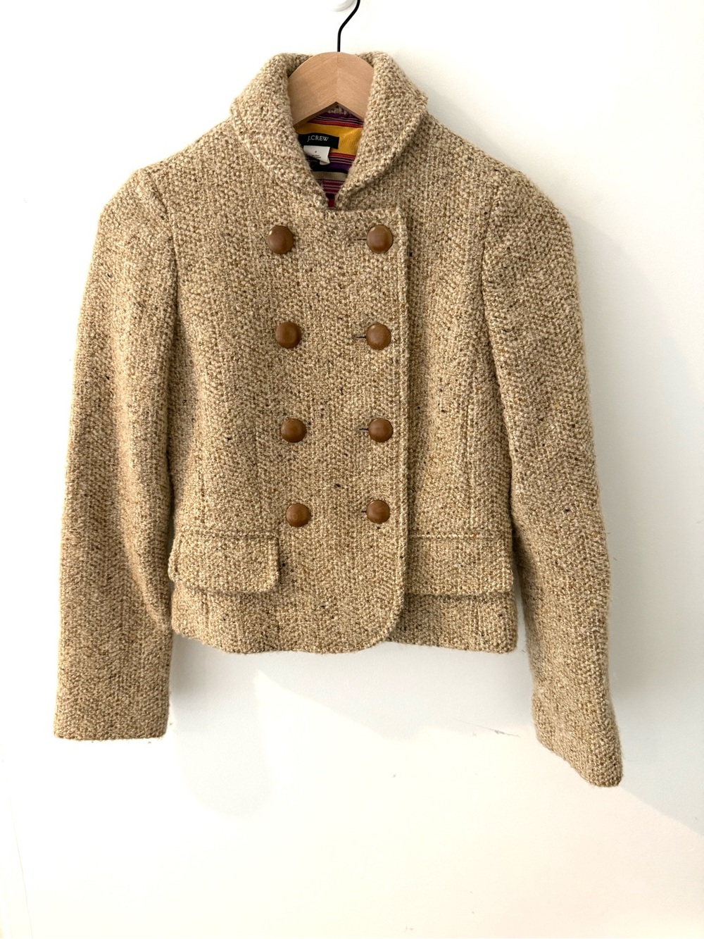 VINTAGE J.Crew Women's Camel Tweed Bouclé Jacket